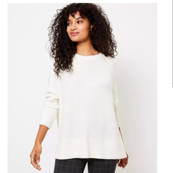 Loft Stitched Dolman Sweater Whisper White Large NWT - Picture 1 of 4